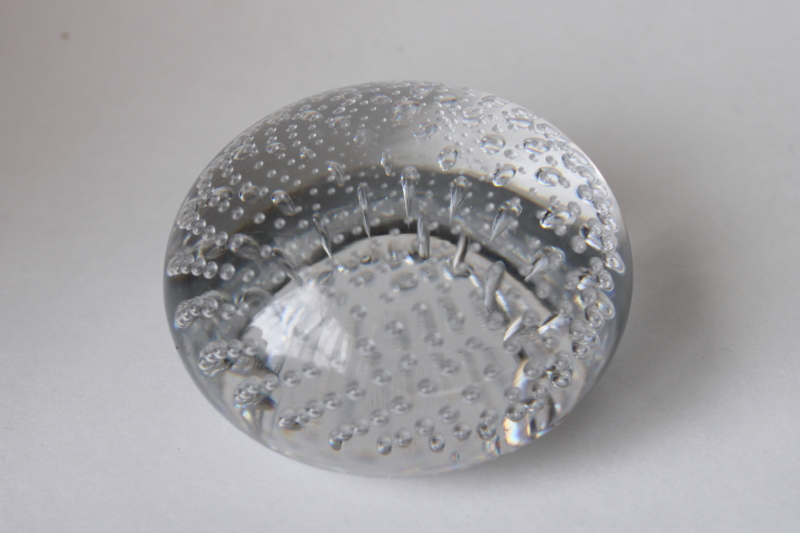 photo of vintage controlled bubbles crystal clear paperweight, so sparkly!  #1